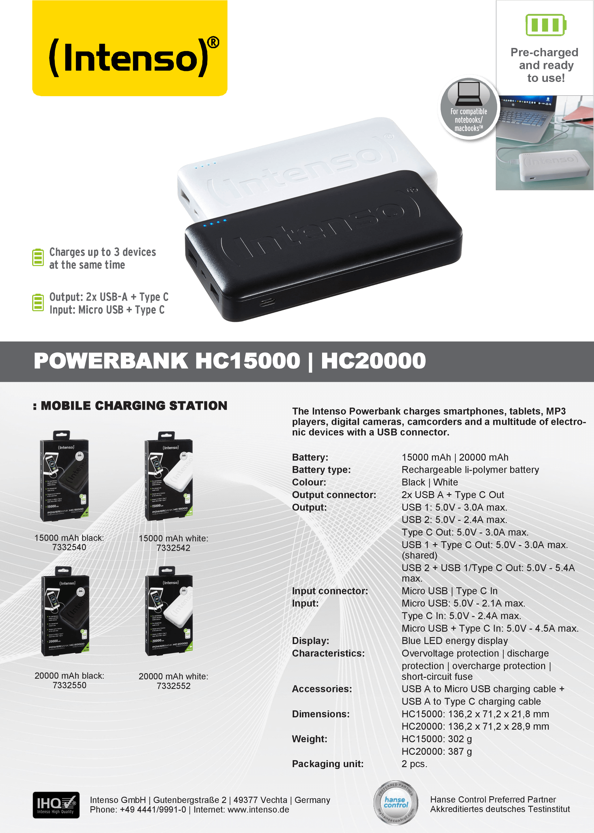 Power Bank Intenso HC15000 15000mAh Czarny