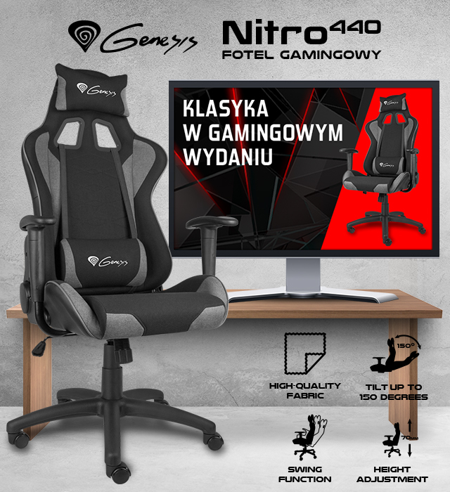 Fotel Gamingowy Genesis Nitro 440 Czarno-Szary NFG-1533