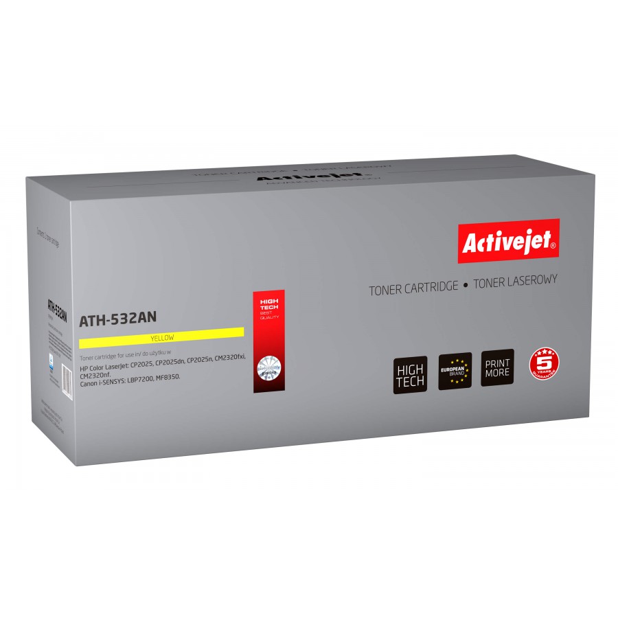 ActiveJet ATH-532AN toner laserowy do drukarki HP zamiennik CC532A 2800stron ActiveJet ATH-532AN toner laserowy do drukarki HP zamiennik CC532A 2800stron