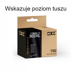 Tusz OXE-H302XLBR Czarny zamiennik refabrykowany HP 302XL F6U68AE wskazuje poziom tuszu 22ml