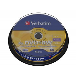DVD+RW Verbatim 4.7GB X4 Matt Silver 10 Cake