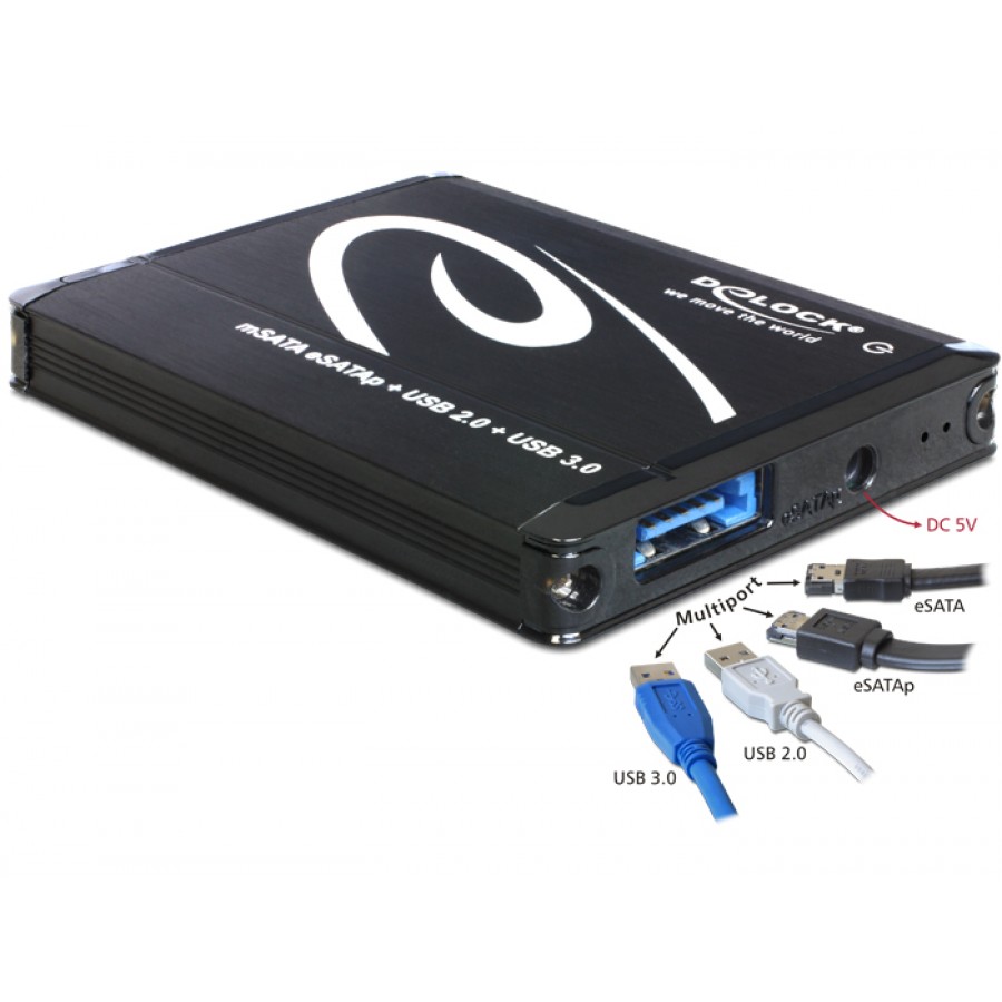 Kieszeń Ssd Zewnętrzna Msata Delock Multiport Esata/USB 3.0/Poesata