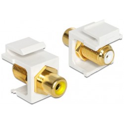 Moduł Keystone Gniazdo RCA(F)->F(F) Yellow Pozłacane Styki Do Puszki Montażowej Delock