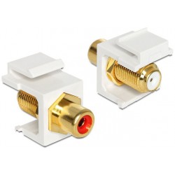 Moduł Keystone Gniazdo RCA(F)->F(F) Red Pozłacane Styki Do Puszki Montażowej Delock
