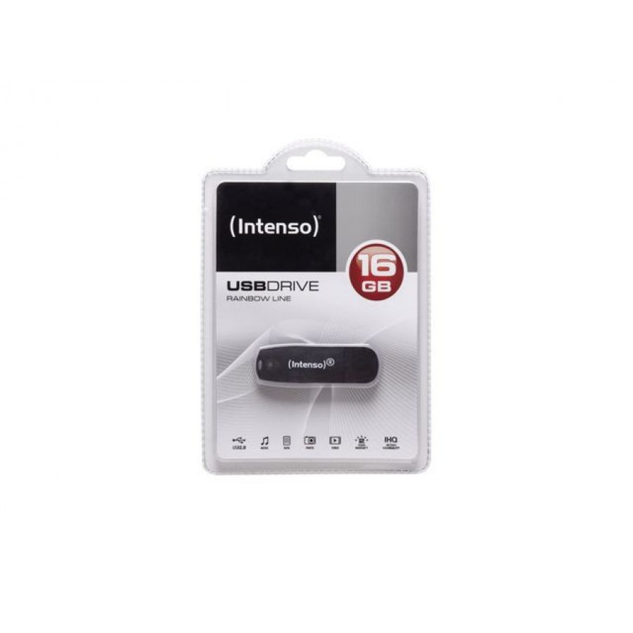 Pendrive Intenso 16gb Rainbow Line Black