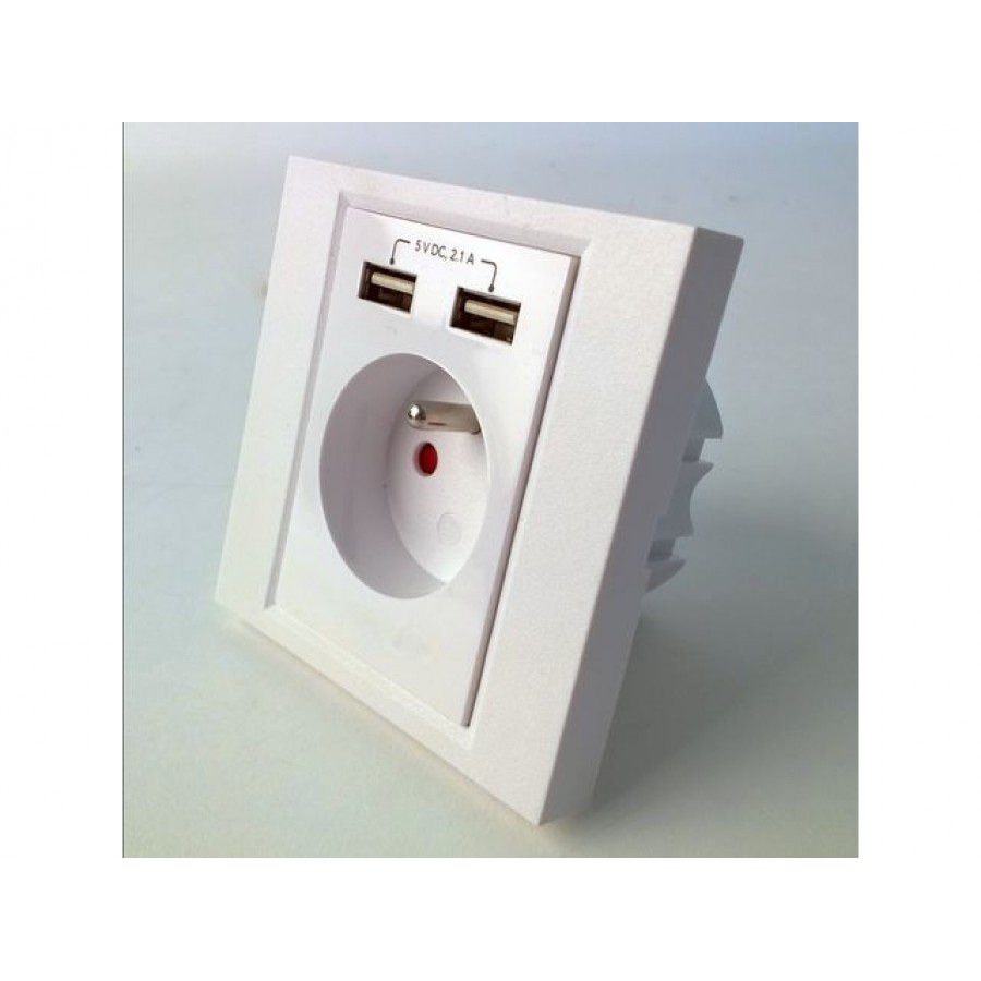 Gniazdko Podtynkowe 230V Pojedyncze + 2x USB 2.1A Gembird