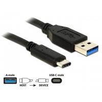 Kabel USB 3.1 Am->USB Type-C Gen 2 ( 10Gb/s) Black 1m Delock