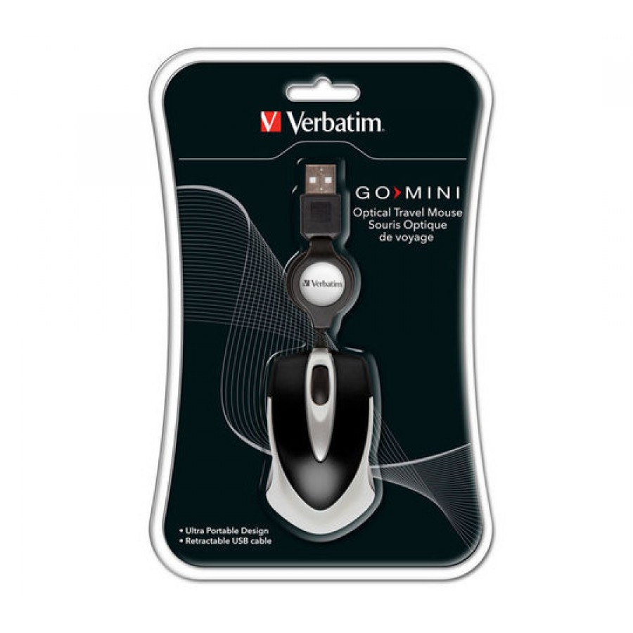Mysz Verbatim Travel Optyczna Black USB Zwijany Kabel