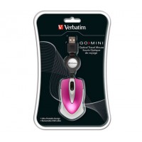 Mysz Verbatim Travel Optyczna Hot Pink USB Zwijany Kabel