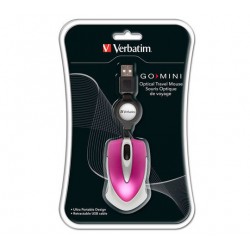 Mysz Verbatim Travel Optyczna Hot Pink USB Zwijany Kabel