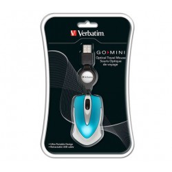 Mysz Verbatim Travel Optyczna Caribbean Blue USB Zwijany Kabel