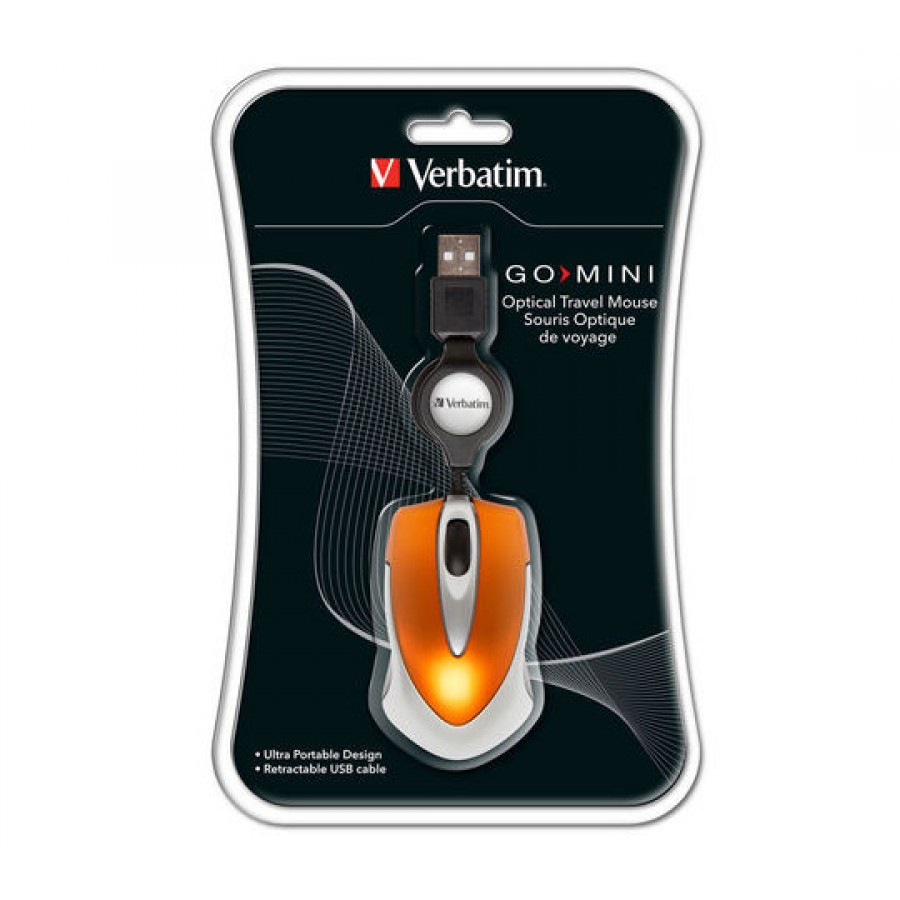Mysz Verbatim Travel Optyczna Volcanic Orange USB Zwijany Kabel
