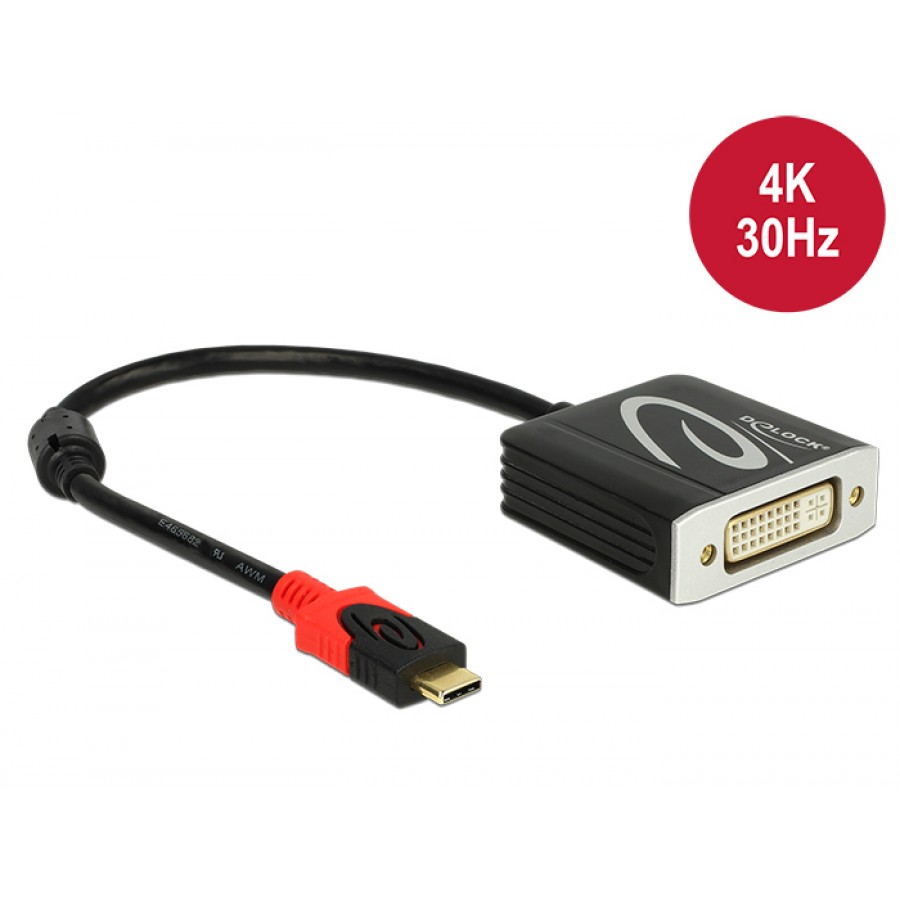 Adapter USB TypeC(M)DVI(F)(24+5) Single Link 4k 30hz Thunderbolt 3