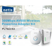 Power Line Transmisja Ethernet 300Mbps Przez Sieć Elektryczną 2 Sztuki + Anteny Netis PL7622 Kit