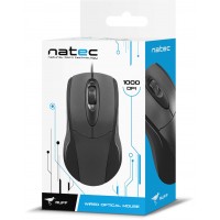 Mysz Przewodowa Natec RUFF Optyczna Black OEM 1000 DPI