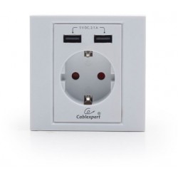 Gniazdko Podtynkowe 230V Pojedyncze + 2x USB 2.1a Schucko Gembird