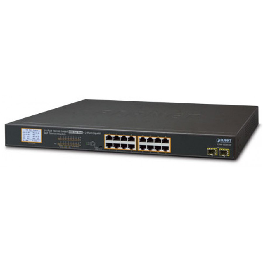 Switch Planet Gsw-1820vhp 16-Port Poe 1000t 802.3at+2port Gigabit Sfp Niezarządzalny+Ekran Lcd
