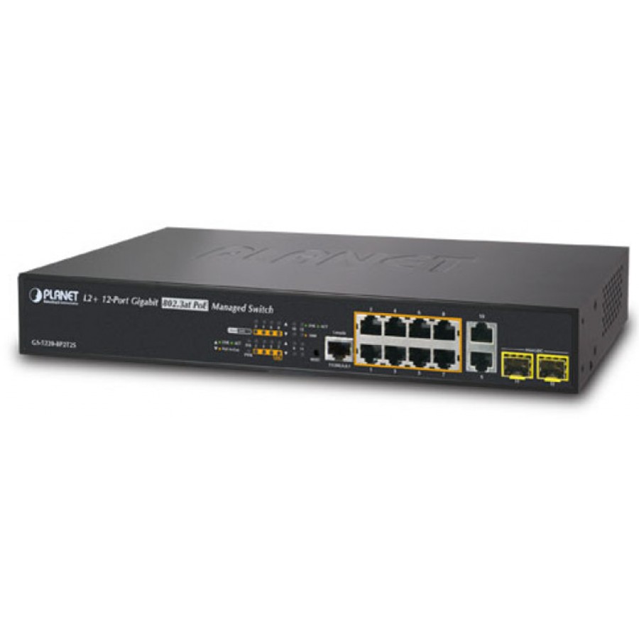 Switch Planet Gs-5220-8p2t2s 8-Port 1000base-T+2port 1000base-T+2port 1000base-X Sfp Zarządzalny