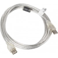 Przedłużacz USB 2.0 Am-Af Ferryt Transparentny 3m Lanberg CA-USBE-12CC-0030-TR