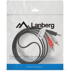 Kabel Stereo Minijack(M)->2x Chinch(M) 1.5m Lanberg Ca-Mjrc-10cc-0015-Bk