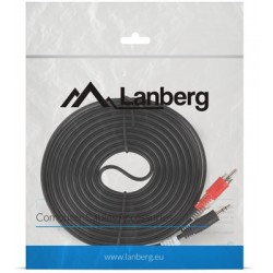 Kabel Stereo Minijack(M)->2x Chinch(M) 10m Lanberg Ca-Mjrc-10cc-0100-Bk