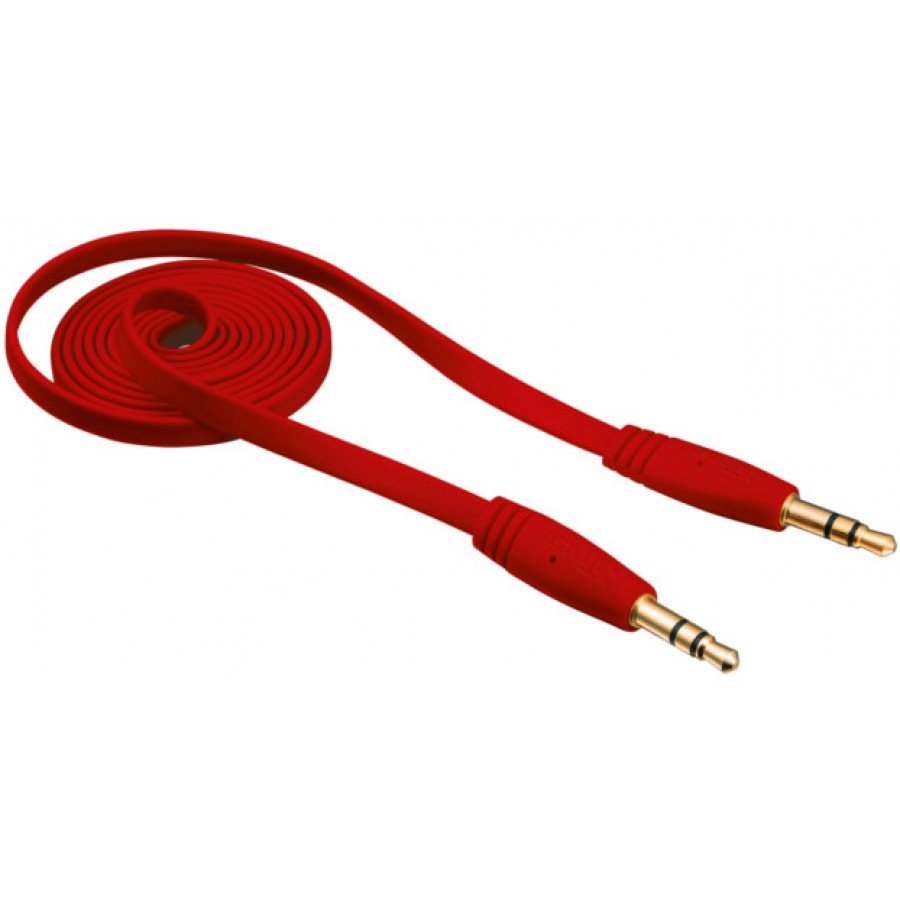 Kabel Stereo Minijack->Minijack M/M Flat 1m Czerwony Trust