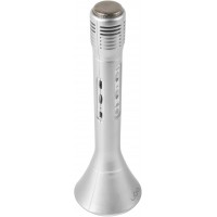 Mikrofon Karaoke Ugo Bezprzewodowy Srebrny 3W Led