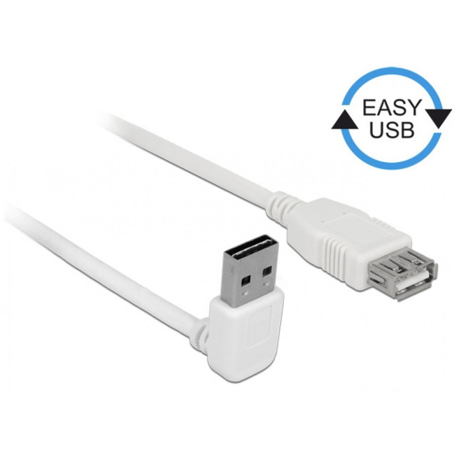 Kabel Przedłużacz USB Am-Af 2.0 1m Biały Kątowy Góra/Dół USB-A Easy-USB Delock