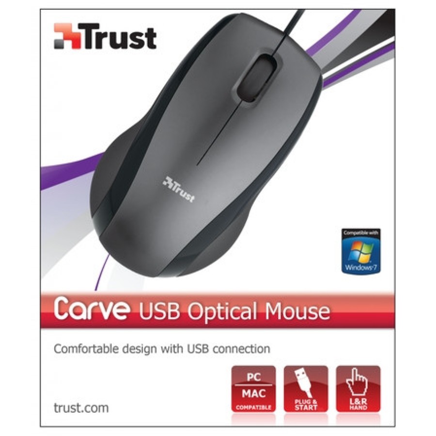 Carve USB Optical Mouse - Czarna Przewodowa