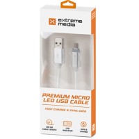 Kabel USB Micro Am-Mbm5p 2.0 Srebrny 1m Led Extreme Media