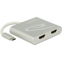 Splitter Video Delock USB Type-C->2x HDMI 4k Srebrny