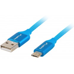 Kabel USB Micro-B(M)->A(M) 2.0 1m Niebieski Premium QC 3.0 Lanberg