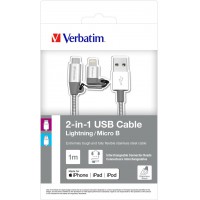 Kabel Lightning + Micro-B Combo 1m Srebrny Verbatim