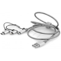 Kabel Lightning + Micro-B + USB-C Combo 1m Srebrny Verbatim
