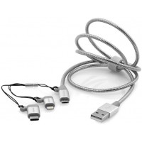 Kabel Lightning + Micro-B + USB-C Combo 1m Srebrny Verbatim