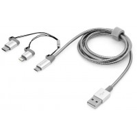 Kabel Lightning + Micro-B + USB-C Combo 1m Srebrny Verbatim