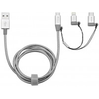 Kabel Lightning + Micro-B + USB-C Combo 1m Srebrny Verbatim