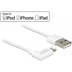 Kabel Lightning(M)->USB-A(M) 1m Kątowy Biały Delock