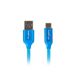Kabel USB-C(M)->A(M) 2.0 0.5m Niebieski Premium QC 3.0 Lanberg