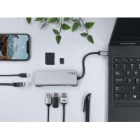 Multi Port Natec Fowler USB-C, 2x USB 3.0, HDMI 4k, RJ45, Type-C, SD, Micro SD