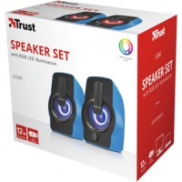 Głośniki Trust Gemi 6W RMS 2.0 Podświetlenie RGB Niebieskie