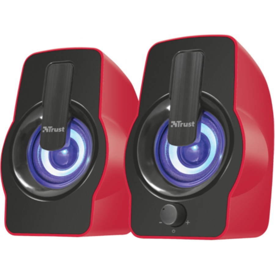 Głośniki Trust Gemi 6W RMS 2.0 Podświetlenie RGB Czerwone