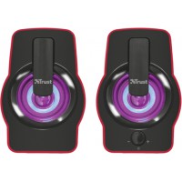 Głośniki Trust Gemi 6W RMS 2.0 Podświetlenie RGB Czerwone