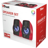 Głośniki Trust Gemi 6W RMS 2.0 Podświetlenie RGB Czerwone