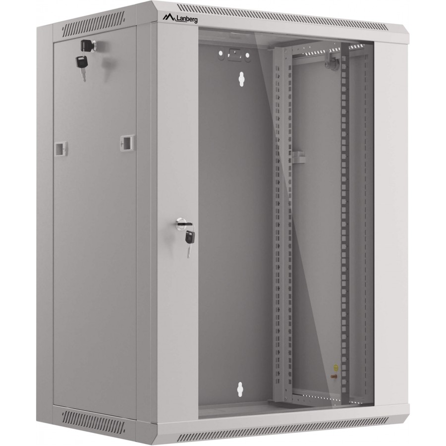 Szafa Instalacyjna Rack Wisząca 19" 15u 570x450 Szybki Montaż Szara Lanberg Flat Pack