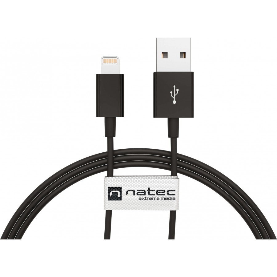 Kabel Lightning(M)->USB-A(M) 1.5m Czarny MFI Natec