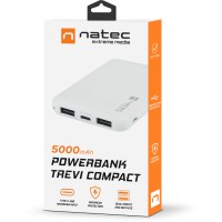 Power Bank Natec Extreme Media Trevi Compact 5000mAh 2x USB-A + 1x USB-C Biały