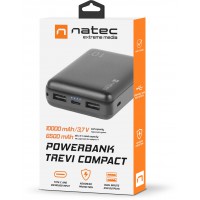 Power Bank Natec Extreme Media Trevi Compact 10000mAh 2x USB-A + 1x USB-C Czarny