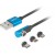 Kabel USB-A(M)->USB Micro(M)+Lightning(M)+USB-C(M) 2.0 1m Czarny-Niebieski Kątowy QC 3.0 Magnetyczny
