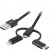Kabel 3in1 USB-A(M)->USB Micro(M)+Lightning(M)+USB-C(M) 2.0 1m Black Premium Lanberg